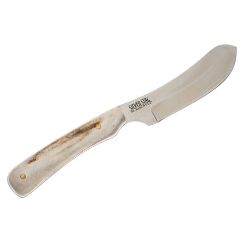 SILVER STAG KNIVES Bullnose Slab 3.5" D2 Plain Blade | Antler Handles for sale at KYGUNCO.