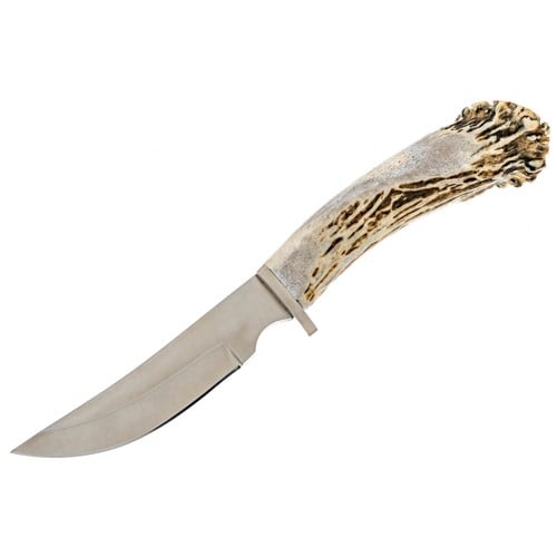SILVER STAG KNIVES Mountain Edge 5.25" Fixed Blade Knife + Antler Handle w/ Leather Sheath for sale at KYGUNCO.