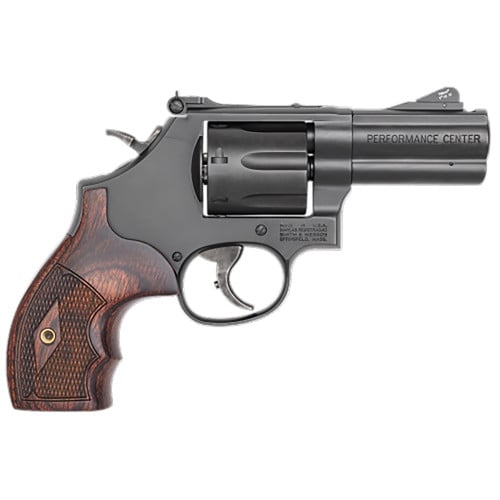 SMITH & WESSON 586 L-COMP 357 Mag 3" 7rd Revolver - Black | Rosewood Grips for sale at KYGUNCO.