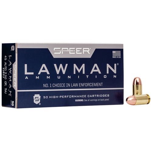 SPEER AMMO Lawman 45 ACP 230 gr Total Metal Jacket Flat Nose Ammunition | 50 Rounds for sale at KYGUNCO.