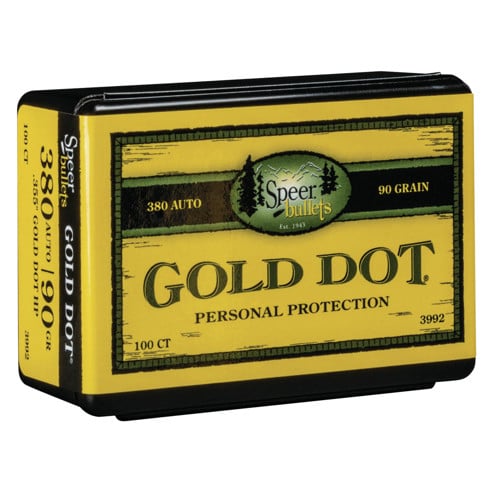 SPEER AMMO Reloading Bullets Gold Dot 380 Auto 90 Grain 100rd for sale at KYGUNCO.