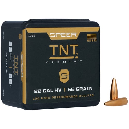 SPEER AMMO Reloading Bullets TNT HP BU 22 Caliber 55 Grain 100rd for sale at KYGUNCO.