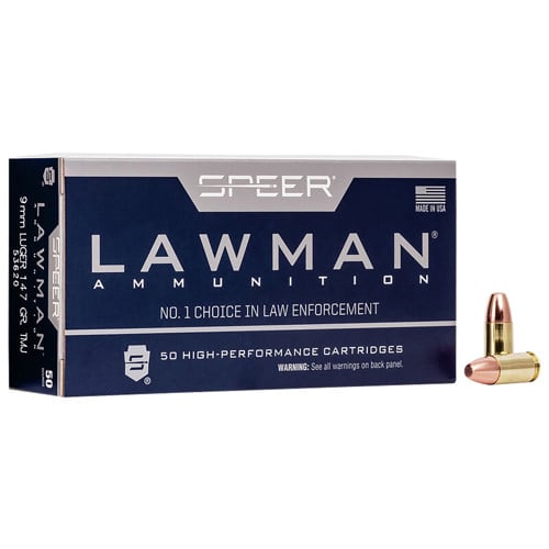 SPEER AMMO Lawman 9mm Luger 147 gr Total Metal Jacket Round Nose Ammunition | 50 Rounds for sale at KYGUNCO.