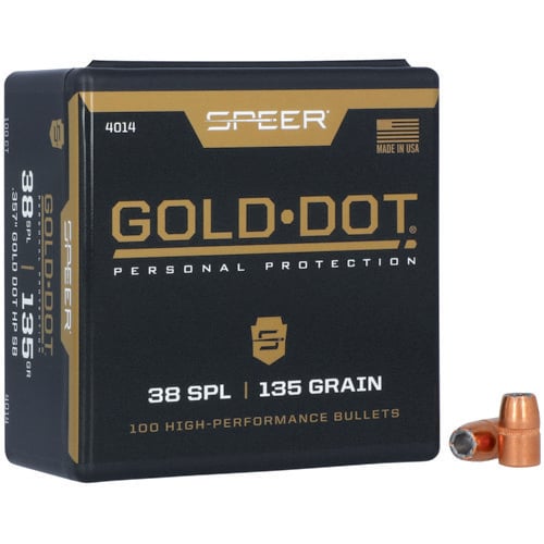 SPEER AMMO Reloading Bullets Gold Dot 38 Caliber 135 Grain 100rd for sale at KYGUNCO.