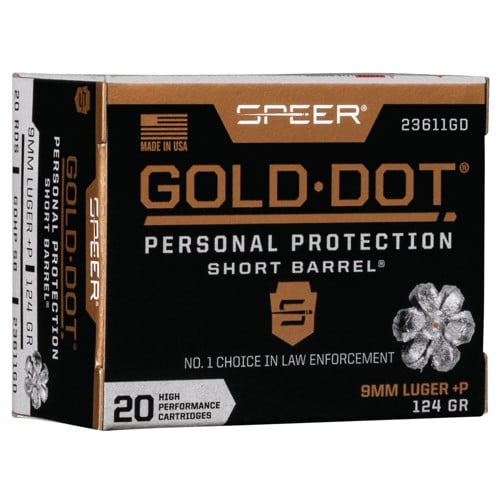 SPEER AMMO 9mm +P 124Gr Gold Dot HP Short for sale at KYGUNCO.