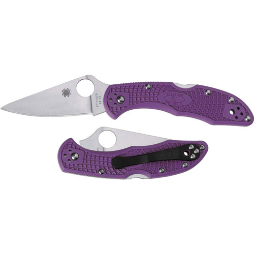 SPYDERCO Delica 4 Lightweight Purple Flat Ground Plain Edge for sale at KYGUNCO.