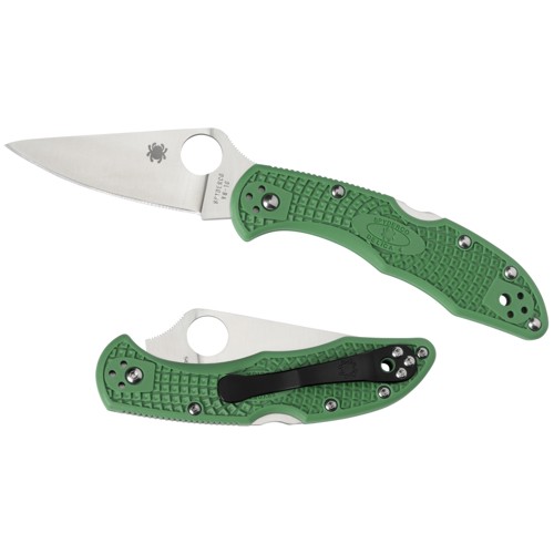 SPYDERCO Delica 4 Lightweight Green Flat Ground Plain Edge for sale at KYGUNCO.