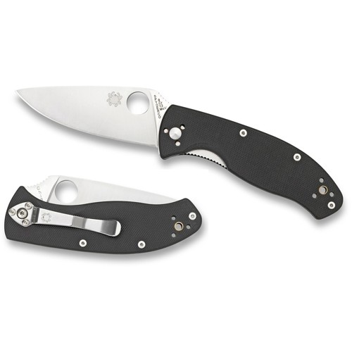 SPYDERCO Tenacious Folding Knife 3.375" Plain Blade + Black G10 Handles for sale at KYGUNCO.