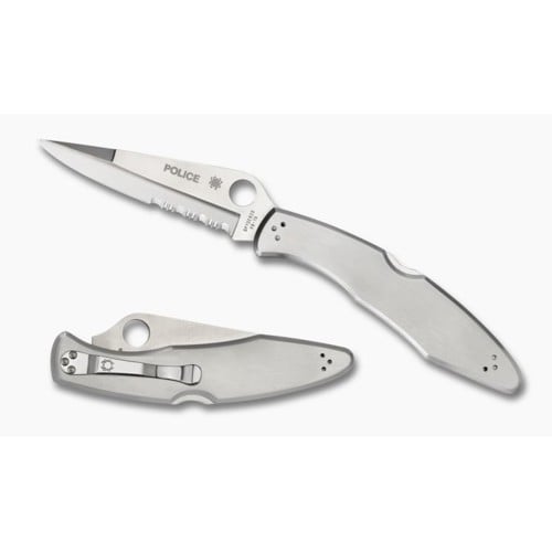 SPYDERCO Police Model Stainless Partially Serrated Edge for sale at KYGUNCO.