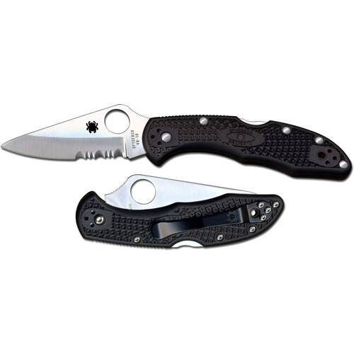 SPYDERCO Delica 4 Lightweight Black Partially Serrated Edge for sale at KYGUNCO.