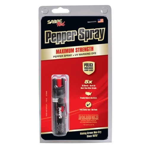 SABRE Max Strength Compact Pepper Spray + UV Dye w/ Clip for sale at KYGUNCO.
