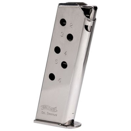 WALTHER ARMS PPK 380 ACP 6rd Standard Nickel Magazine for sale at KYGUNCO.
