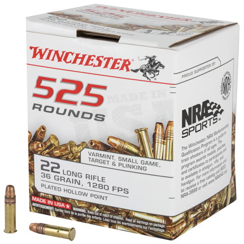 WINCHESTER 22LR 36Gr Plated Hollow Point Ammunition | 525 Rounds for sale at KYGUNCO.