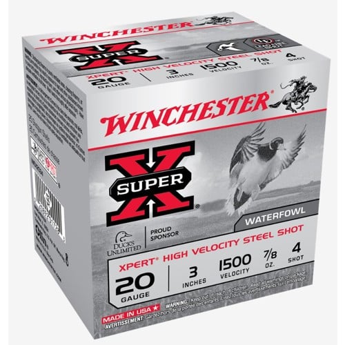 WINCHESTER AMMO 20Ga SuperX Xpert HV Steel 3" 4 Shot 25rd for sale at KYGUNCO.