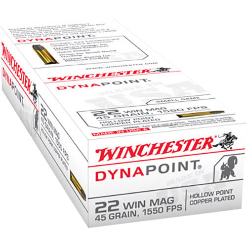 WINCHESTER USA Dynapoint 22 WMR 45 gr Copper Plated Hollow Point Ammunition | 50 Rounds for sale at KYGUNCO.