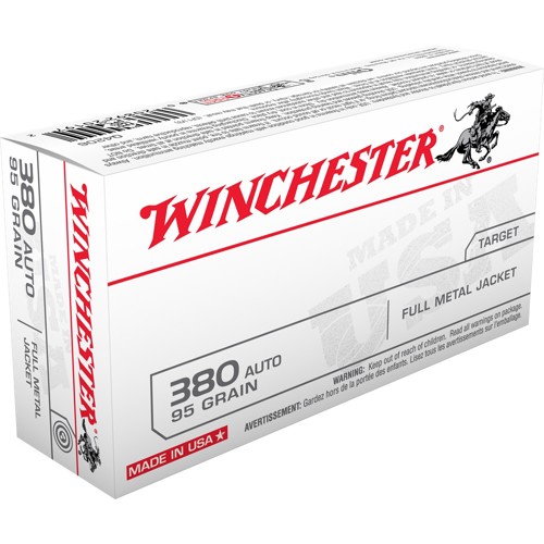 WINCHESTER 380 ACP 95Gr Full Metal Jacket Brass Target Ammunition | 50 Rounds