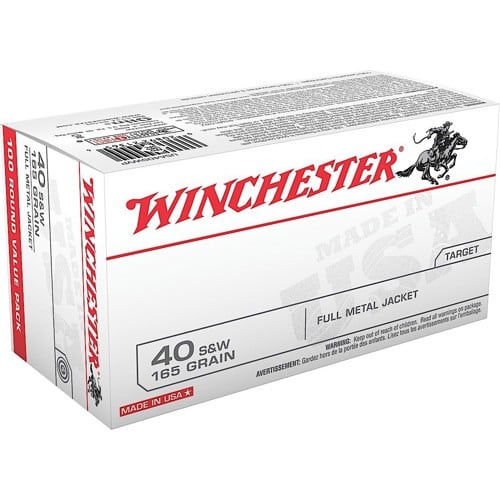 WINCHESTER USA Value Pack 40 S&W 165 gr Full Metal Jacket Ammunition | 100 Rounds for sale at KYGUNCO.