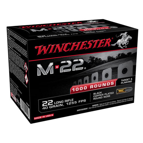 WINCHESTER M22 22LR 40gr Black Copper Plated Round Nose Ammunition | 1000 Rounds for sale at KYGUNCO.