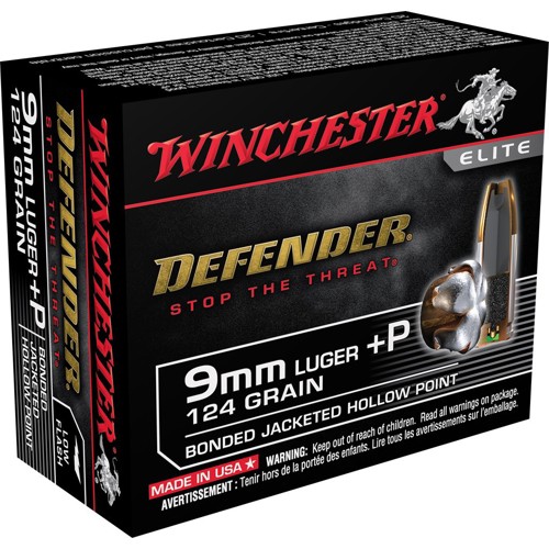 WINCHESTER Defender 9mm +P 124gr Bonded Jacketed Hollow Point Ammunition | 20 Rounds for sale at KYGUNCO.
