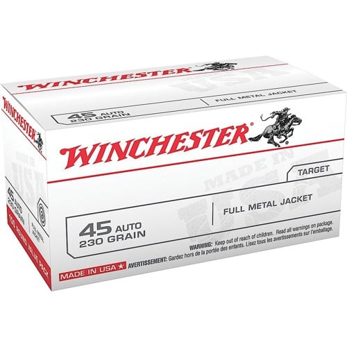 WINCHESTER AMMO 45 ACP 230Gr Full Metal Jacket USA 100rd for sale at KYGUNCO.
