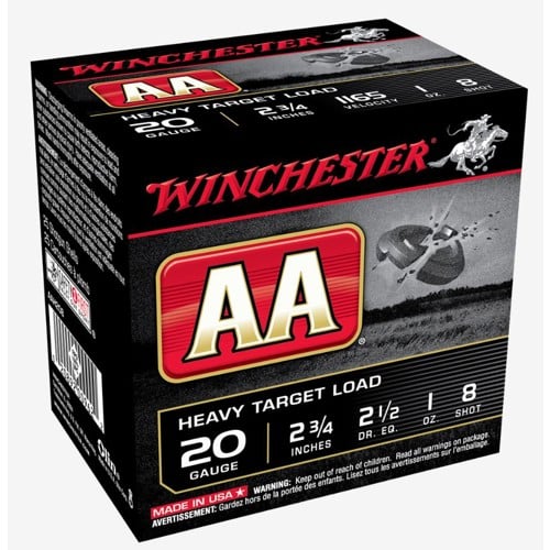 WINCHESTER AA Heavy 20 Gauge 2.75" 1oz #8 Shotgun Ammunition | 25 Rounds