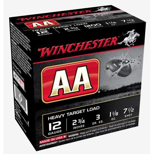 WINCHESTER AA 12 Gauge 2-3/4" 1-1/8oz #7.5 Heavy Target Shotgun Ammunition | 25 Rounds