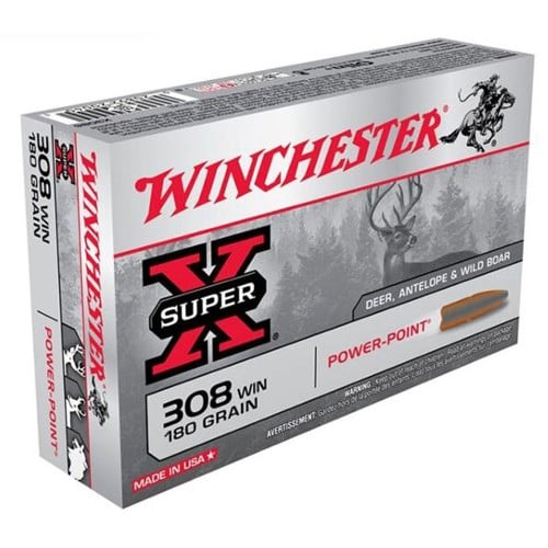 WINCHESTER SUPER X 308 Win 180Gr Power Point Brass Rifle Ammunition | 20 Rounds for sale at KYGUNCO.