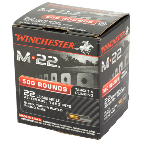 WINCHESTER M22 22LR 40gr Copper Plated Round Nose Ammunition | 1000 Rounds (2 - 500rd Bricks) for sale at KYGUNCO.
