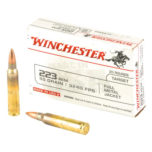 WINCHESTER USA 223 55gr Full Metal Jacket Brass Ammunition | 20 Rounds for sale at KYGUNCO.