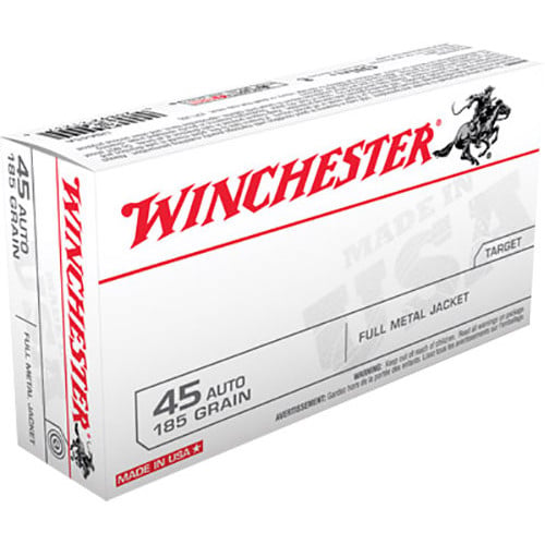 WINCHESTER AMMO 45 ACP 185Gr Full Metal Jacket USA 50rd for sale at KYGUNCO.