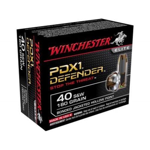 WINCHESTER PDX1 Defender 40 S&W 180Gr Bonded Jacketed Hollow Point Brass Ammunition | 20 Rounds for sale at KYGUNCO.
