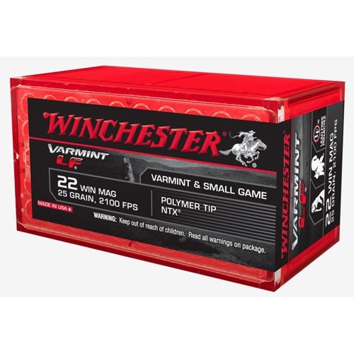 WINCHESTESTER Varmint LF 22 Win Mag 25Gr Polymer Tip NTX Ammunition | 50 Rounds for sale at KYGUNCO.