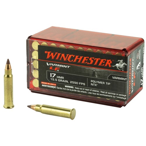 WINCHESTER Varmint LF 17 HMR 15.5gr Polymer Tip NTX Ammunition | 50 Rounds for sale at KYGUNCO.