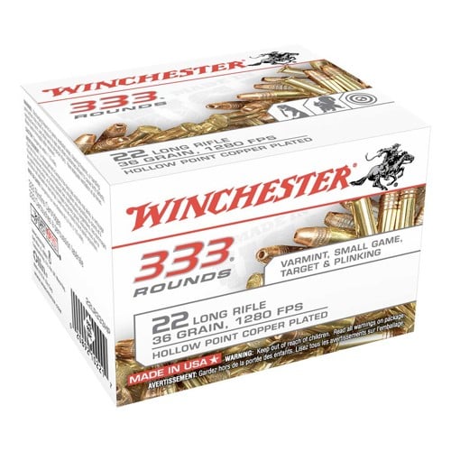 WINCHESTER 22LR 36Gr Copper Plated Hollow Point Ammunition | 333 Rounds
