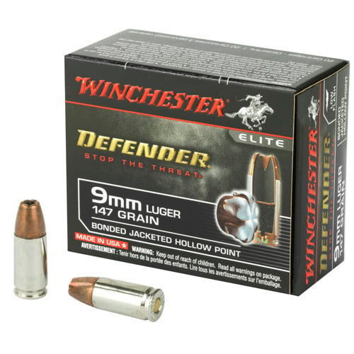 WINCHESTER Defender 9mm 147Gr Bonded Jacketed Hollow Point Brass Ammunition | 20 Rounds for sale at KYGUNCO.