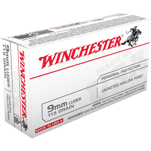 WINCHESTER USA 9mm 115gr JHP Ammunition | 50 Rounds for sale at KYGUNCO.