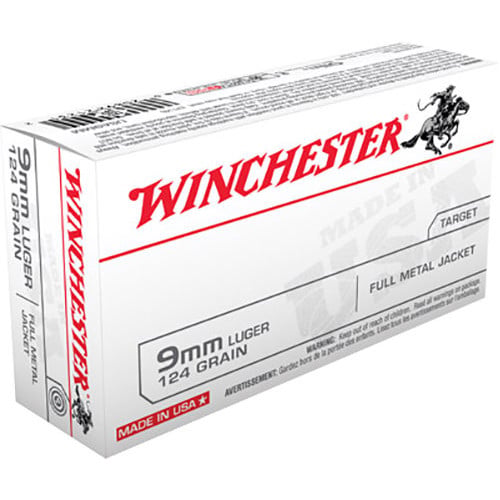 WINCHESTER USA 9mm 124gr FMJ Ammunition | 50 Rounds for sale at KYGUNCO.