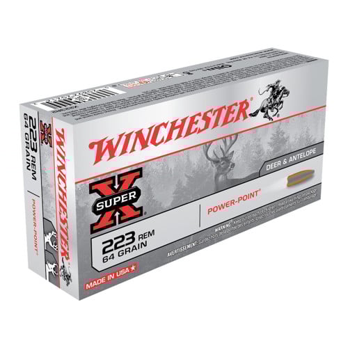 WINCHESTER SUPER X 223 Rem 64Gr Power-Point Brass Ammunition | 20 Rounds