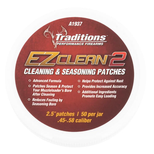TRADITIONS EZ Clean 2 Clean/Season Patches .45-.58Cal 50jar for sale at KYGUNCO.