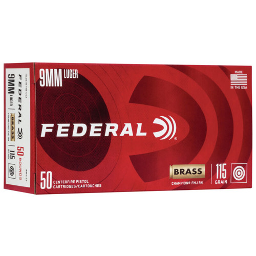 FEDERAL AMMO Champion Training 9mm 115gr FMJ 50rd