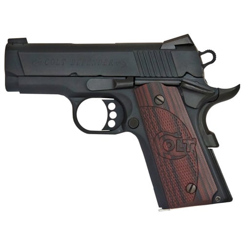 COLT 1911 Defender 9mm 3" 8rd Pistol - Black w/ Black Cherry G10 Grips for sale at KYGUNCO.