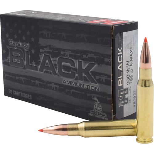 HORNADY Black 308 Win 155gr A Max Ammunition | 20 Rounds for sale at KYGUNCO.