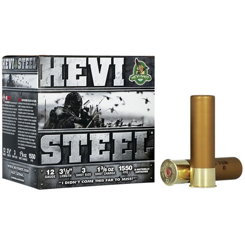 HEVI-SHOT Hevi-Steel Waterfowl 12 Gauge 3-1/2" 1-3/8oz #3 Shotgun Ammunition | 25 Rounds for sale at KYGUNCO.