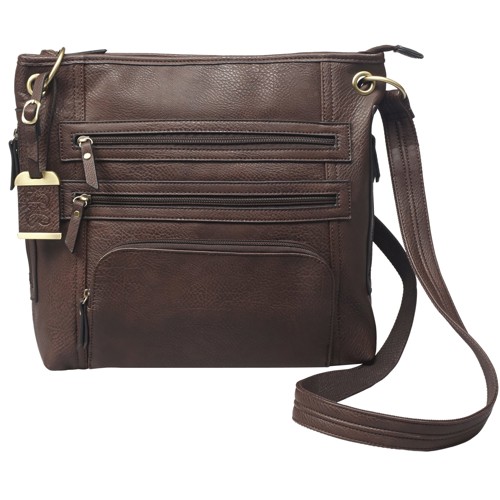 BULLDOG Large Cross Body Purse Holster Choc Brown 14 x 12 for sale at KYGUNCO.