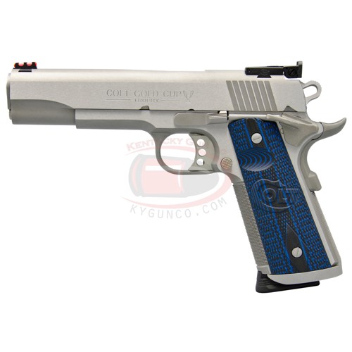 COLT Gold Cup Trophy 9mm 5" Stainless 9rd G10 Blue for sale at KYGUNCO.