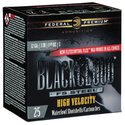 FEDERAL AMMO Black Cloud Waterfowl 12 Gauge 3" 1-1/8oz #3 Steel Shotgun Ammunition | 25 Rounds for sale at KYGUNCO.