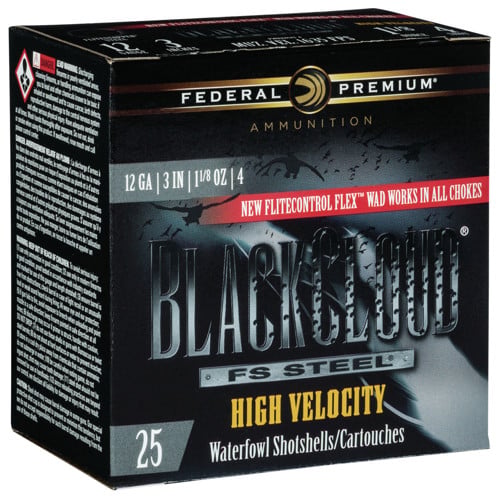 FEDERAL AMMO Black Cloud Waterfowl 12 Gauge 3" 1-1/8oz #4 Steel Shotgun Ammunition | 25 Rounds for sale at KYGUNCO.
