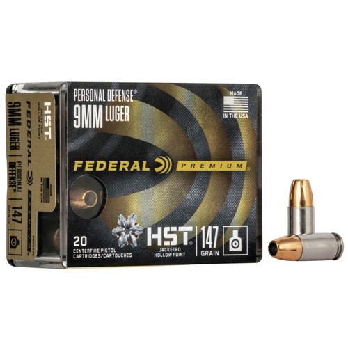 FEDERAL AMMO Personal Defense HST 9mm 147gr Jacketed Hollow Point Ammunition | 20 Rounds for sale at KYGUNCO.