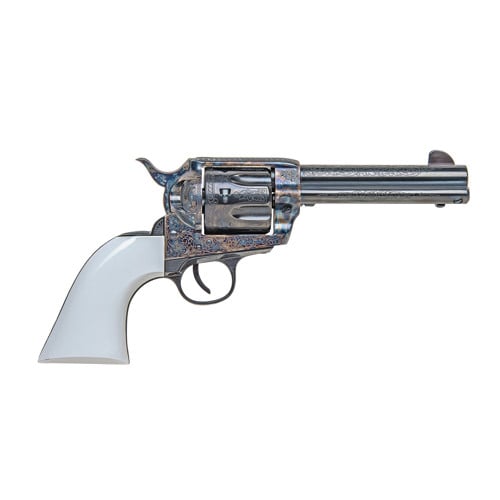 TRADITIONS 1873 Single Action 45LC 4.75" 6rd Revolver - Engraved Case Hardened | White PVC for sale at KYGUNCO.