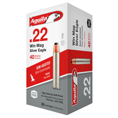 AGUILA AMMO 22 WMR 40Gr SJSP Silver Eagle 50rd for sale at KYGUNCO.